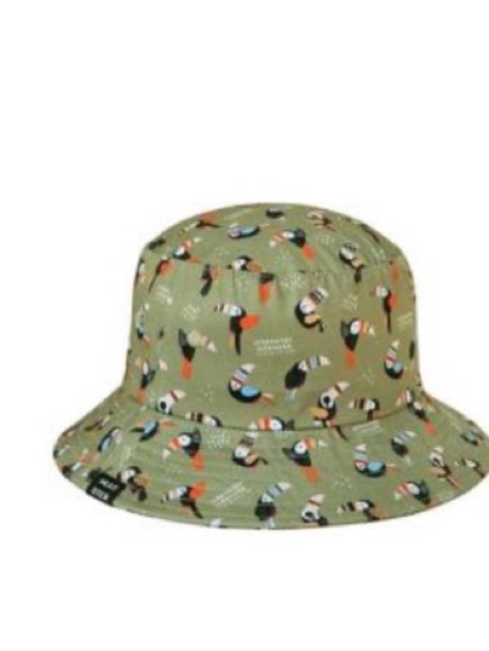Kids Olive Green Toucan Print Bucket Hat